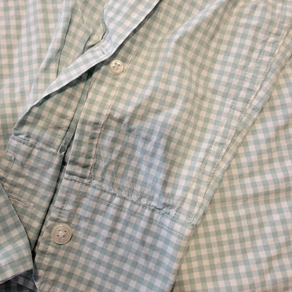Mens Classic Fit J. Crew Pastel Green checkerd Dress Shirt Medium